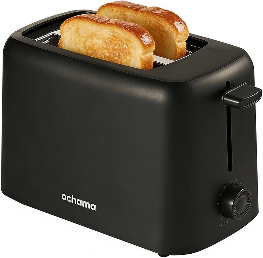 Ochama Broodrooster 650W – 6 Bruiningsstanden – Dubbelzijdig Roosteren – 3D Snelroosterfunctie – Compacte Toaster voor Toast Broodjes en Bagels