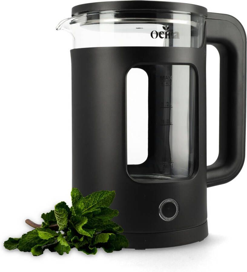 Ocina Elektrische Waterkoker 1 5 Liter 1500W LED Glas Zwart