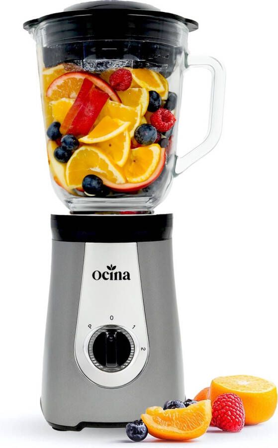 Ocina Krachtige Blender – Smoothie Maker met Glazen Kan 1 Liter – 500W – Mat Grijs Black Friday 2023