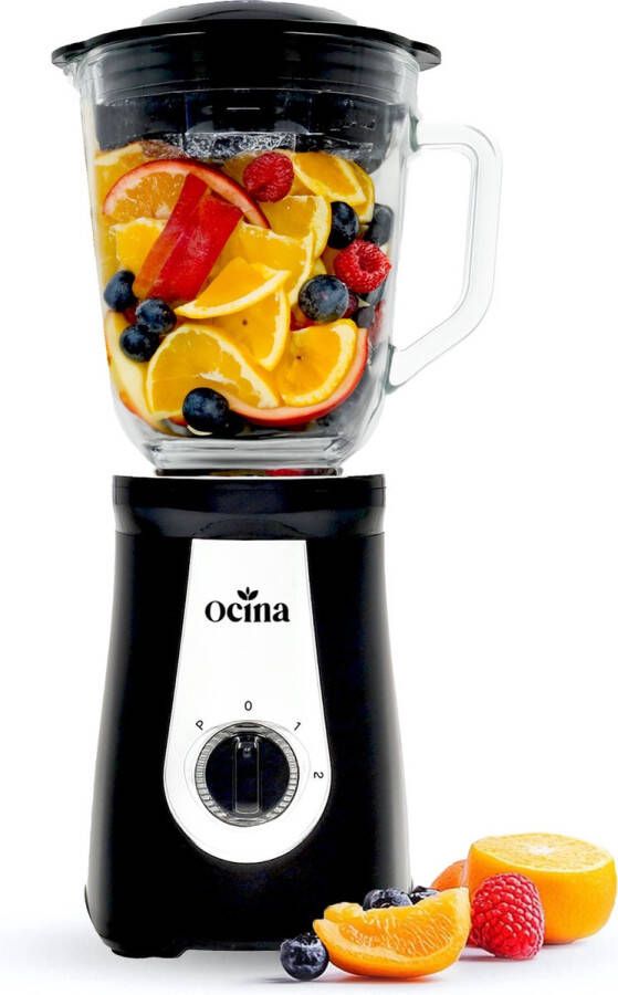 Ocina Krachtige Blender – Smoothie Maker met Glazen Kan 1 Liter – 500W – Mat Zwart Black Friday 2023