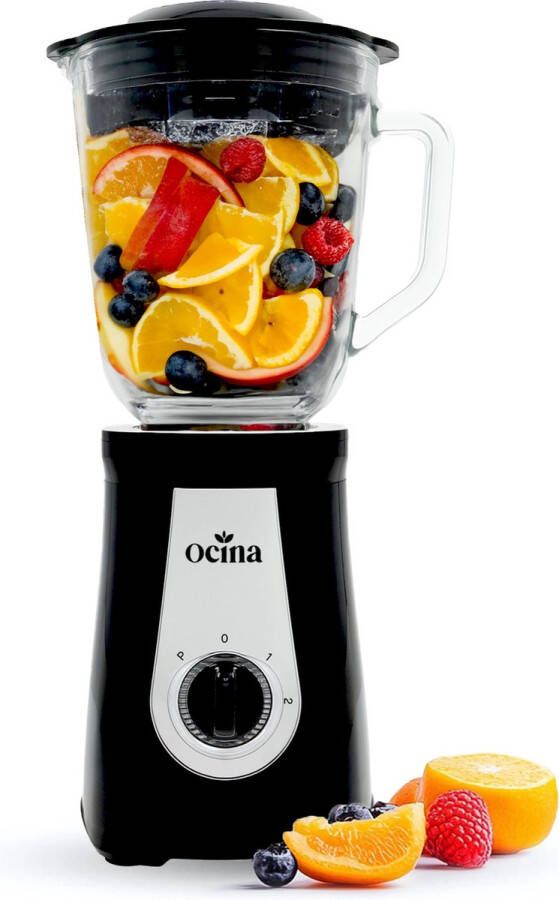 Ocina Krachtige Blender Smoothie Maker met Glazen Kan 1 Liter 500W Zwart Black Friday 2023