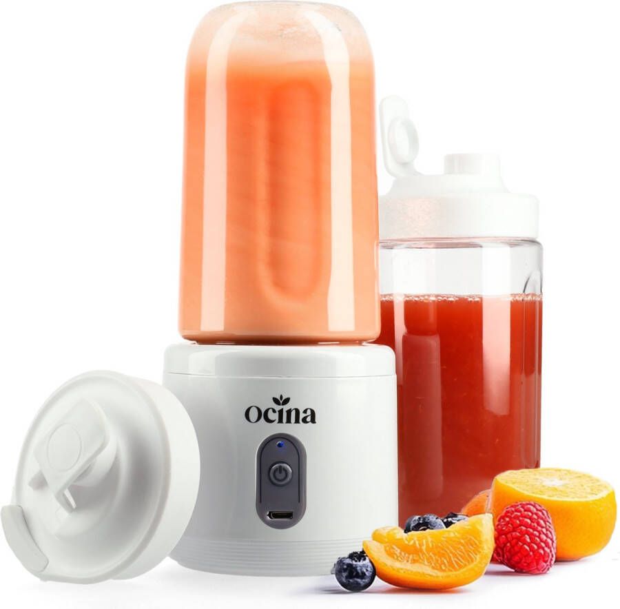 Ocina Mini Blender Draadloos Smoothie Maker Blender To Go 40W 2 Bekers Wit Black Friday 2023