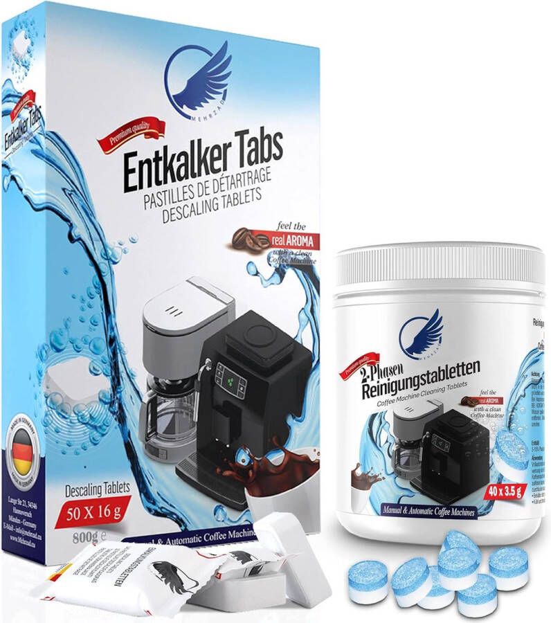 OEM Onderhoudsset 40x reinigings cleaning Tabletten & 50x Ontkalkingstabletten voor volautomatische koffiemachines en koffiezetapparaten. Universeel compatibel met Siemens Jura Bosch Krups Miele Melitta etc. Koffiemachineontkalker - Foto 3