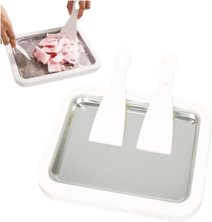 Oemmn IJsroller voor thuis Mini doe-het-zelf yoghurtroller voor kinderen IJsroller van voedselveilig roestvrij staal Ook geschikt voor het maken van bevroren yoghurt Zelfgemaakt fruitijs (wit)