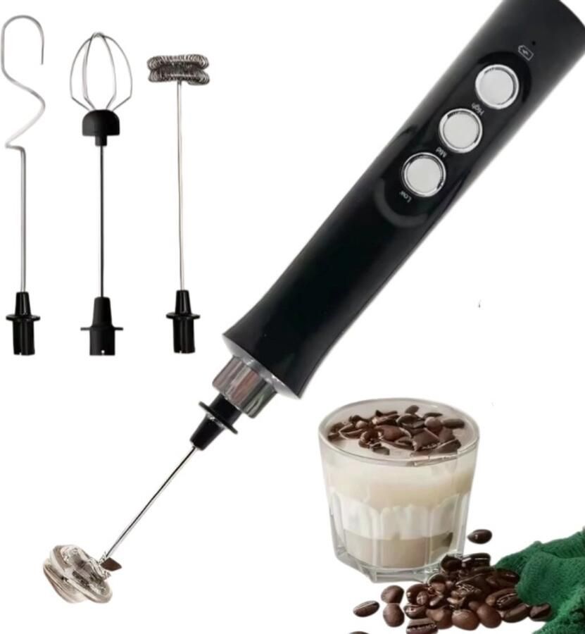 Oemmn Oplaadbare Elektrische Melkschuimer Mixer – 3 Snelheidsstanden Draagbare Melkschuimer Voor Lattes Cappuccino'S En Warme Chocolademelk – Oplaadbaar Via Usb