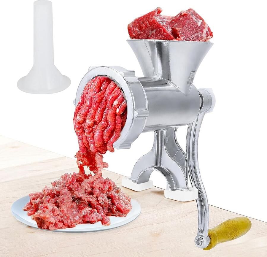 OIMG Handmatige Vleesmolen Worstvuller Handslinger Roestvrijstalen Vleesverwerker Slijpmachine Gemalen Hakmachine Geschikt Voor Rundvlees -Kippenrek Chili Vaatwasmachinebestendig