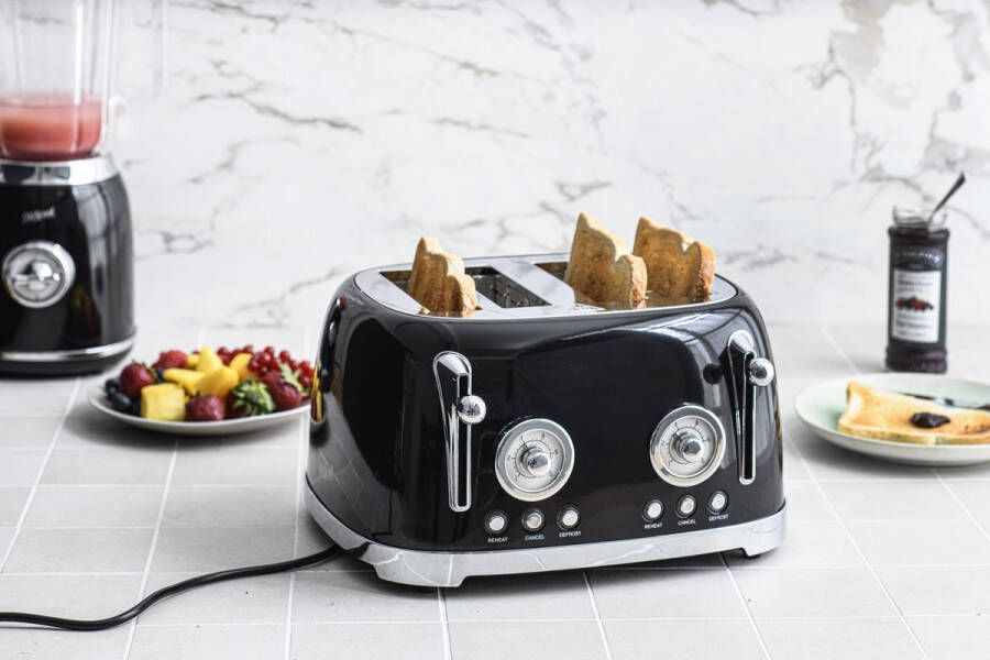 Oldscool Broodrooster Toaster Zwart -4 sneden brood Retro