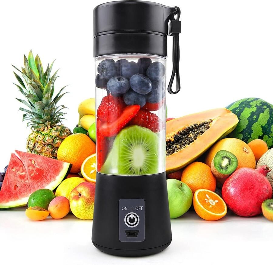 Oloey Draagbare blender van 380 ml voor shakes en smoothies-compacte mini-blender voor sap-babyvoeding-de sportschool en op reis