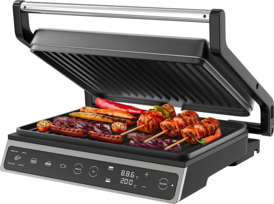 Olvy Contactgrill PFAS-Vrij Tosti's Panini's Croque Monsieur Toestel 180º Uitklapbaar Grill Apparaat Met Temperatuurregeling Tosti Ijzer Apparaten