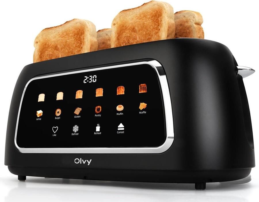 Olvy Broodrooster Lange Sleuven Timerfunctie LCD Display Kruimellade 6 Bruiningsniveaus 1500W Ontdooien & Opwarmen - Foto 2