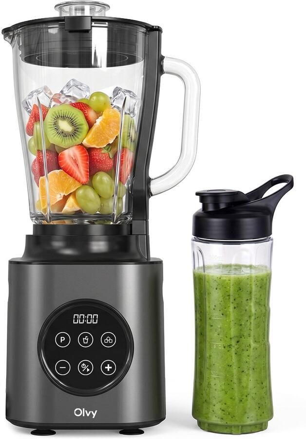 Olvy Kitchen Blender 1000W Smoothie Maker 1 5L Glazen Kan met 600ml To-Go Beker Ijscrusher Vaatwasserbestendig BPA- en PFAS-vrij Glas - Foto 2