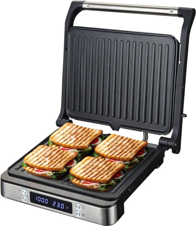 Olvy Tosti Apparaat XL Panini's Timerfunctie Temperatuurregeling Voor 4 Tosti's Croque Monsieur Toestel PFAS Vrij Grill Ijzer Contactgrill Apparaten Uitklapbaar - Foto 2