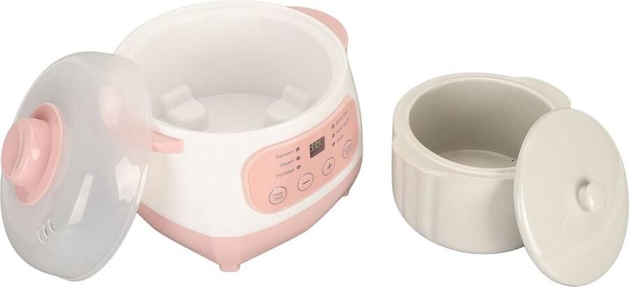 Omabeta Mini rijstkoker Basis rijstkoker met warmhoudfunctie Met 24-uurs slimme voorinstelfunctie Hoogwaardige keramische coating Premium pan Handig formaat voor kleine huishoudens en onderweg 1L Roze-wit