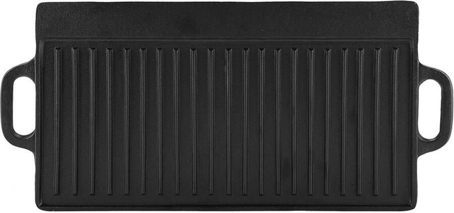 Omabeta Outdoorserie Gietijzeren Grillplaat Dubbelzijdig (Geribbeld & Glad) Anti-aanbaklaag Universeel voor Bakken en Koken