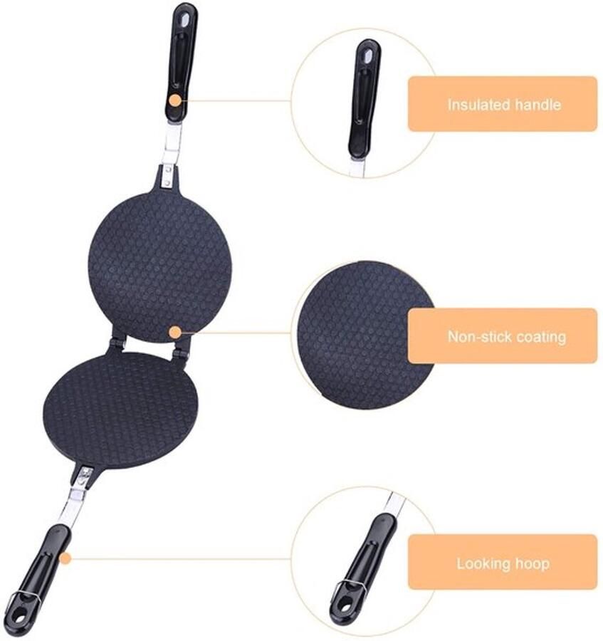 OmGoods Dailygoody Non-Stick Wafel Cone Maker Aluminium Egg Roll Maker Food
