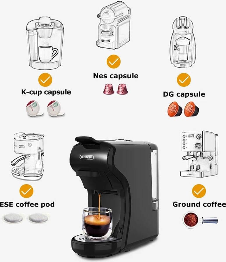 One Stop Shop Luxe 4 in 1 Koffiemachine Koffiezetapparaat Koffie Automaat Automatisch Geschikt voor Nespresso Dolce Gusto Koffiepoeder Koffiepads Zwart - Foto 2