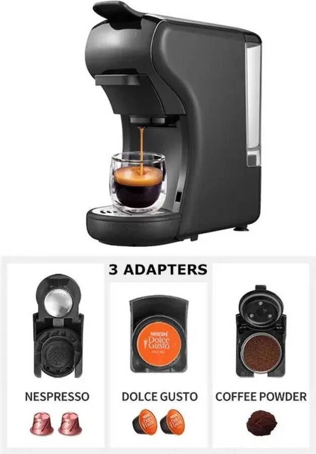 One Stop Shop Luxe 4 in 1 Koffiemachine Koffiezetapparaat Koffie Automaat Automatisch Geschikt voor Nespresso Dolce Gusto Koffiepoeder Koffiepads Zwart
