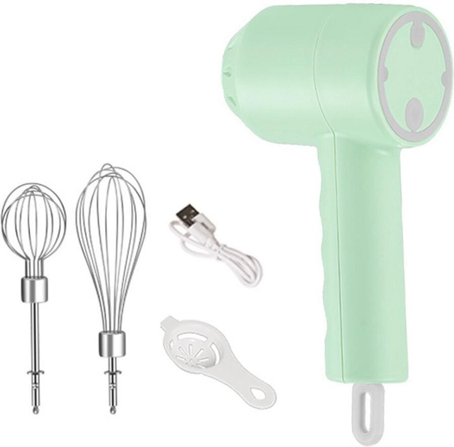 Oneay Draagbare draadloze elektrische handmixer met 3 instelbare snelheden lichtgewicht en oplaadbaar via USB Groen