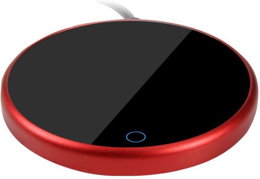 Oneay Kopjeswarmer met automatische uitschakeling – elektrische bekerwarmer voor kantoor geschikt voor koffie thee melk theepotten en kaarswas met gehard glazen verwarmingsplaat en metalen behuizing Rood