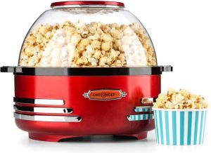 OneConcept Couchpotato Popcornmachine elektrische Popcorn-maker 1000W tot 5 2 l per lading Teflon verwarmoppervlak retro design