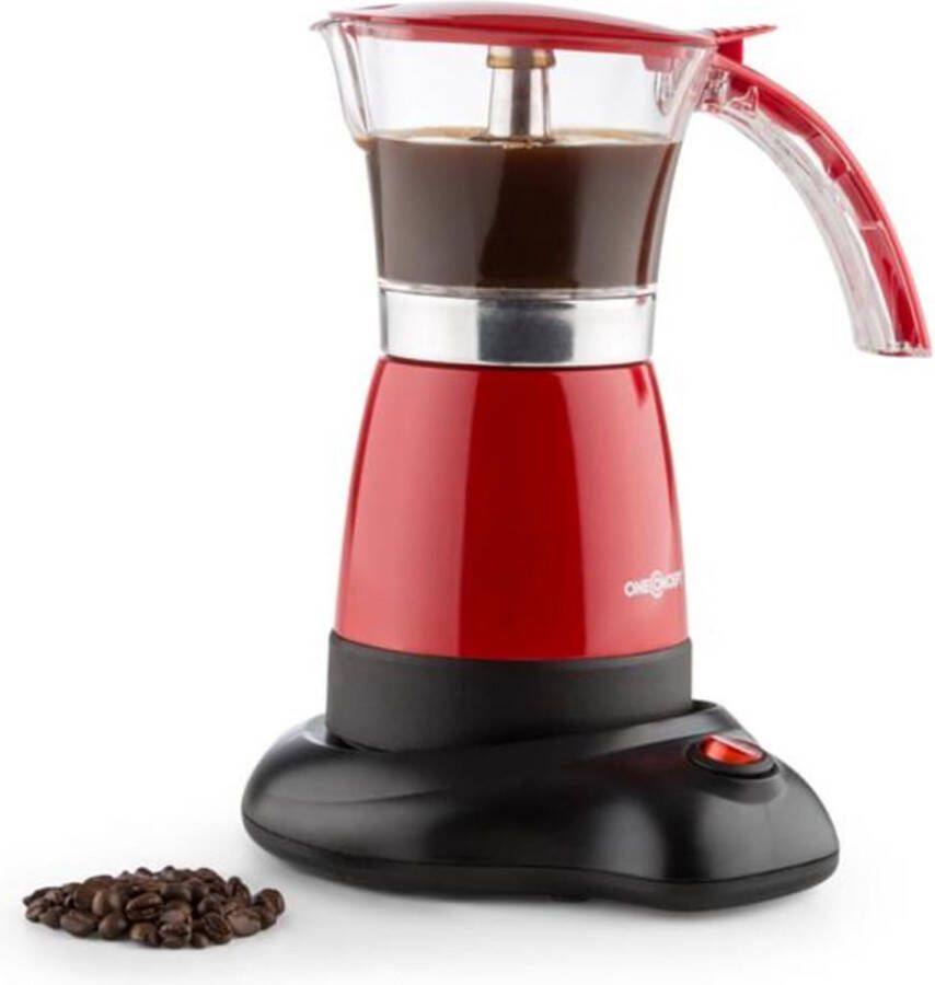 OneConcept Funpresso espressomachine 6 kopjes 300 ml rood