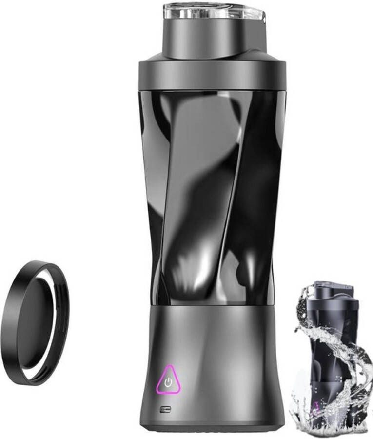 OnmiMart Portable blender Draadloze Blender To Go 6 Mesjes Mini Blender -Smoothie Maker Juicer XIP7 Waterdicht -360W Hoog vermogen- Slimme Batterijweergave-700 ml Zwart