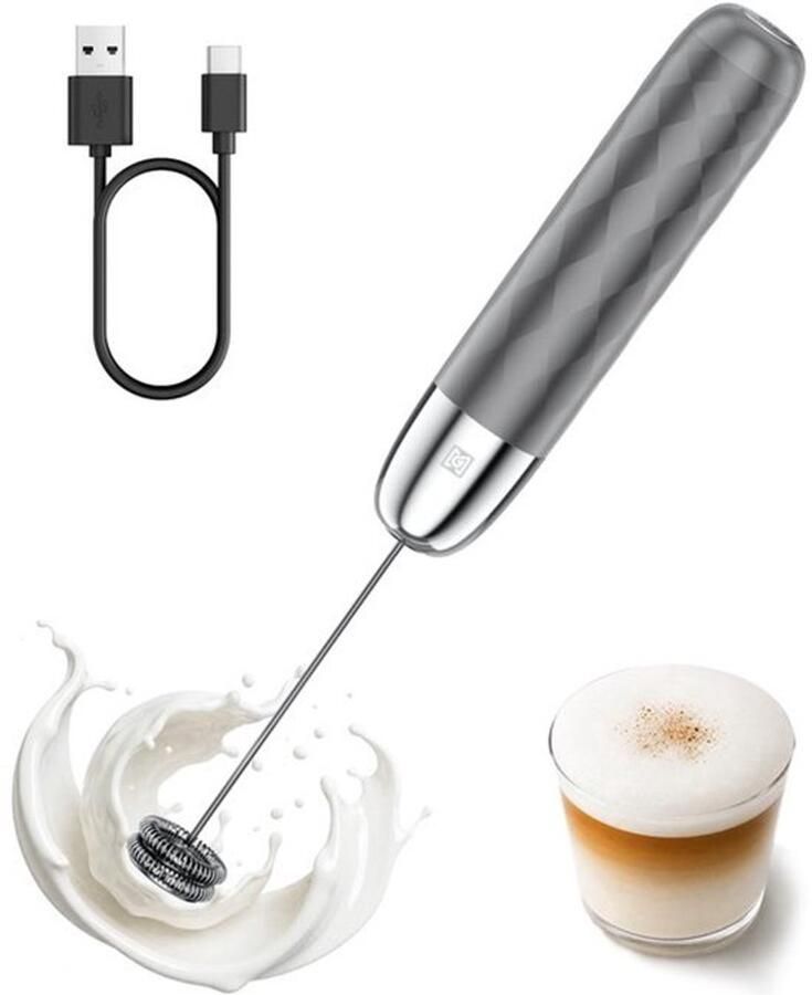 Oplaadbare Melkopschuimer Draagbare Elektrische Melkopschuimer Schuimmaker voor koffie latten matcha cappuccino warme chocolademelk (zonder standaard)
