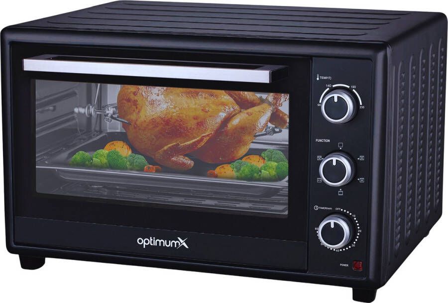 Optimum X Vrijstaande Ovens 60 Liter Mini Oven – XXL Convectie Oventje Hetelucht Draaispit Timer Zwart 60L 2200 Watt - Foto 1
