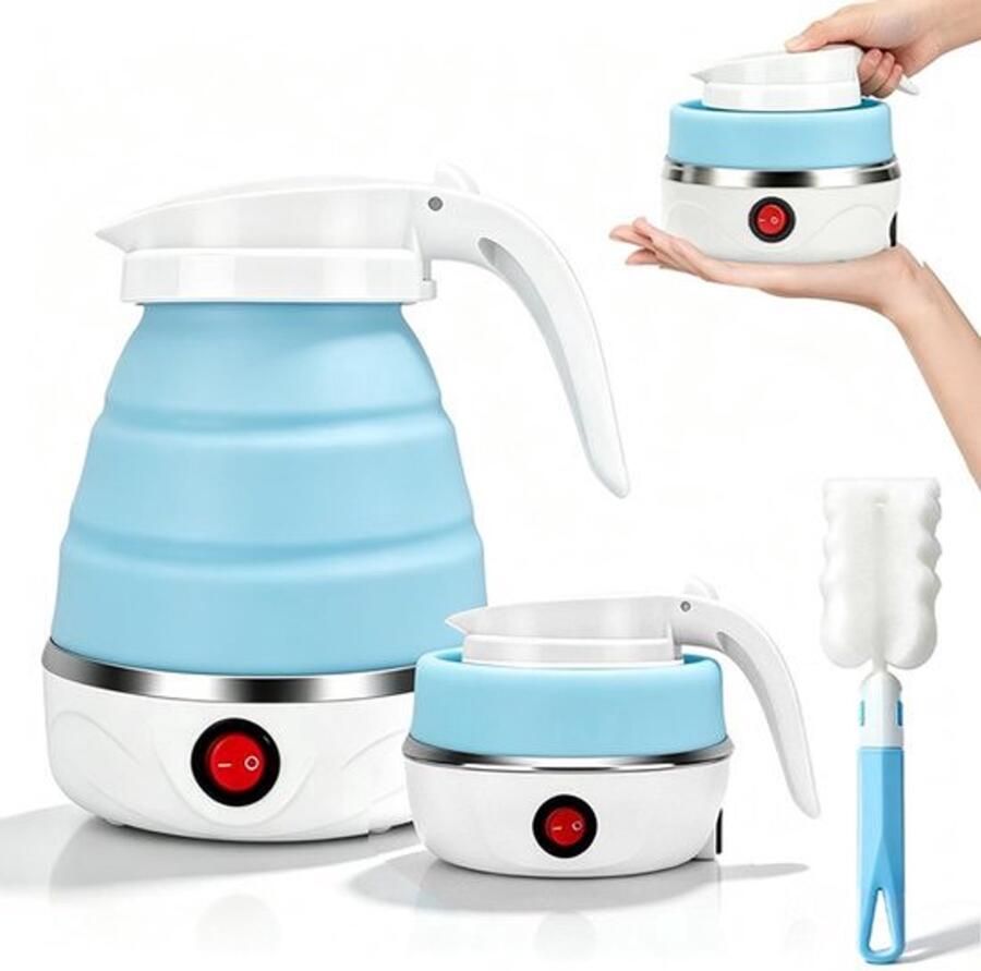 Opvouwbare waterkoker 0 6 liter siliconen draagbare waterketel 600 W mini-camping opvouwbare waterkoker met roestvrijstalen bodem 5 minuten snel koken voor keuken reizen camping