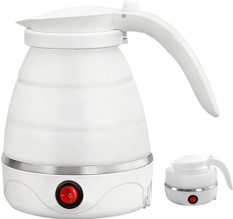Opvouwbare waterkoker 0 6L reiswaterkoker klein siliconen mini waterkoker 5 minuten snel koken voor outdoor kamperen wandelen (Witte)