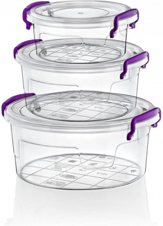Orion Hobby Life Voordeelset van 3 Vershouddozen Voedseldozen 0.6 1.2 2.1 liter Rond