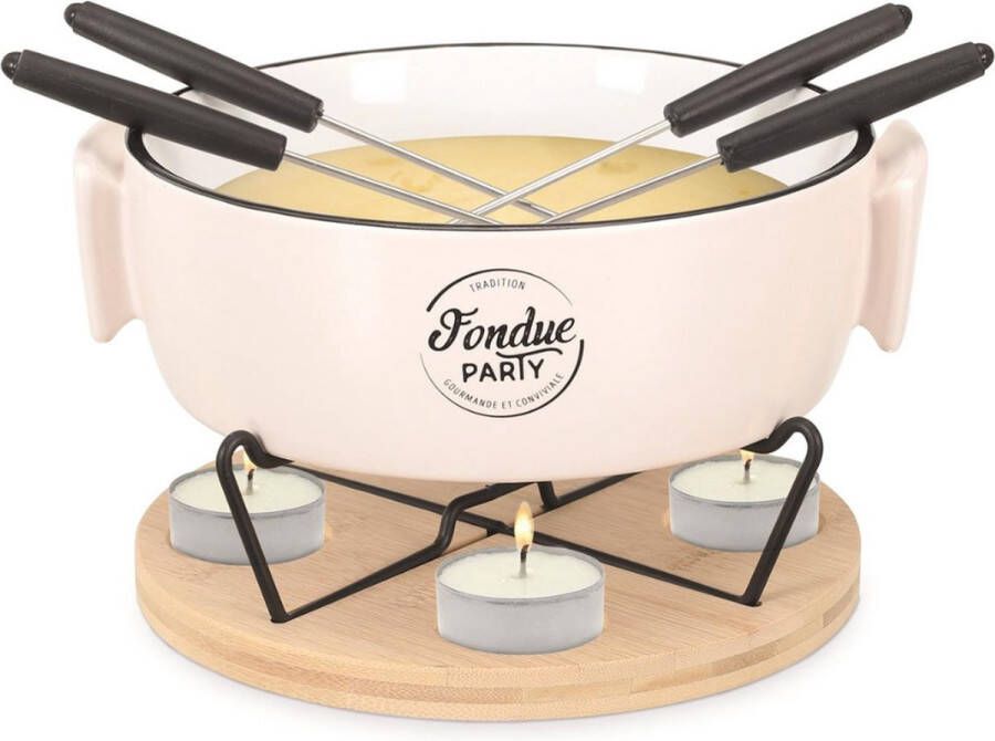 OTIX Kaasfondue set fonduepannen met brander 4 personen Fondueset met vorkjes Chocolade Fondue