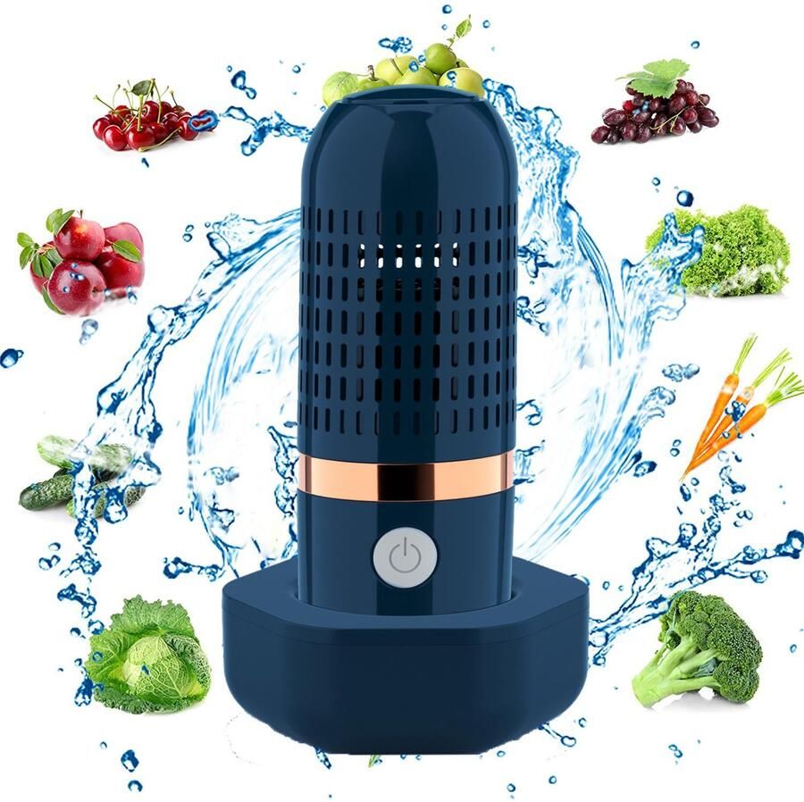 OUTARO Blauw Draadloze USB fruit en groentewasmachine draagbare voedselreiniger compact ontwerp praktisch voor dagelijkse voedselreiniging