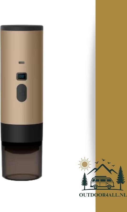 Outdoor4all Draagbare Koffiemachine Coffee maker voor camping op reis of onderweg Oplaadbaar Goud
