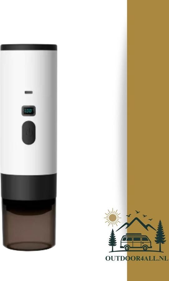 Outdoor4all Draagbare Koffiemachine Coffee maker voor camping op reis of onderweg Oplaadbaar Wit
