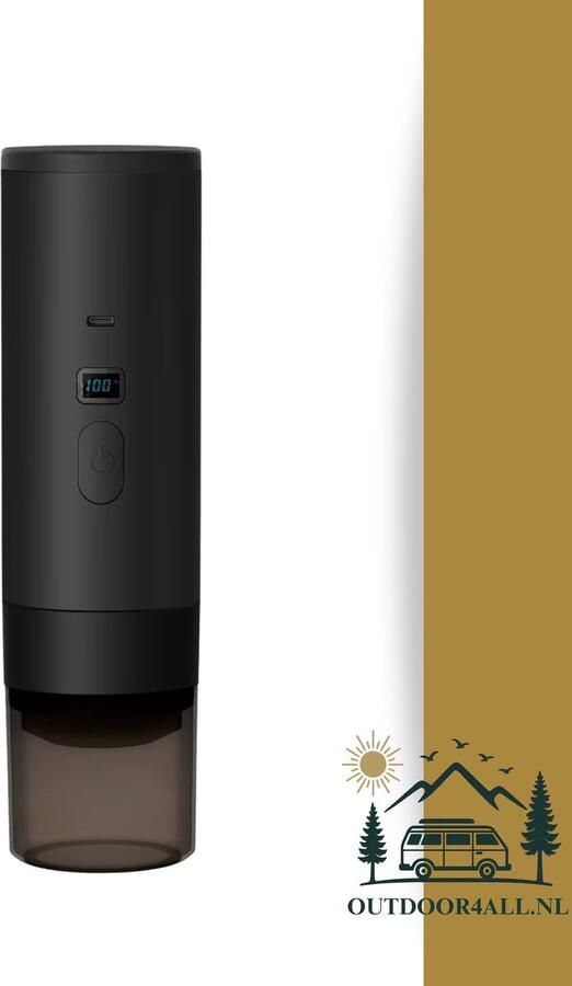 Outdoor4all Draagbare Koffiemachine Coffee maker voor camping op reis of onderweg Oplaadbaar Zwart
