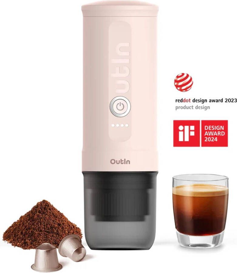 Outin Nano draagbare elektrische espressomachine stijlvol en solide verwarmt water capsules & gemalen koffie 20 bar draagbare koffiemachine reis & camping koffiezetapparaat 12 volt