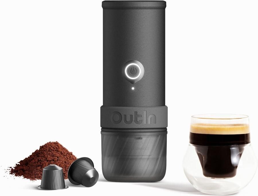 Outin Mino Draagbare Espresso Machine Elektrisch USB Oplaadbaar Voor Onderweg En Reizen Geschikt Voor Cups En Gemalen Koffie Compact En Oplaadbaar Koffieapparaat