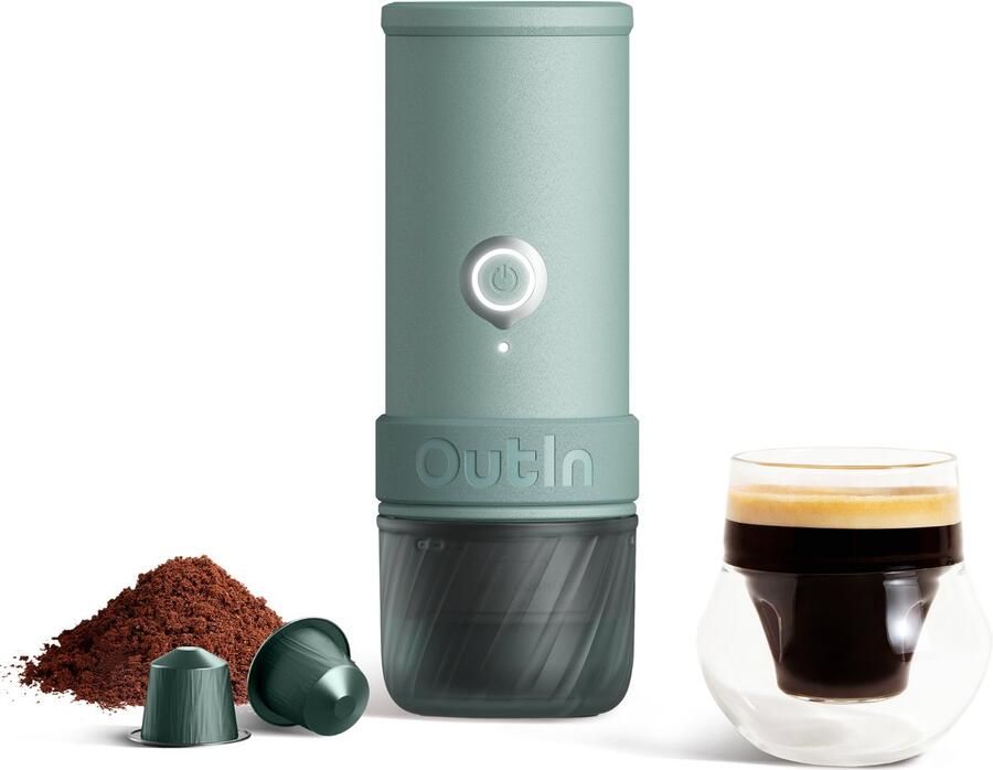 Outin Mino Draagbare Espresso Machine Elektrisch USB Oplaadbaar Voor Onderweg En Reizen Geschikt Voor Cups En Gemalen Koffie Compact En Oplaadbaar Koffieapparaat