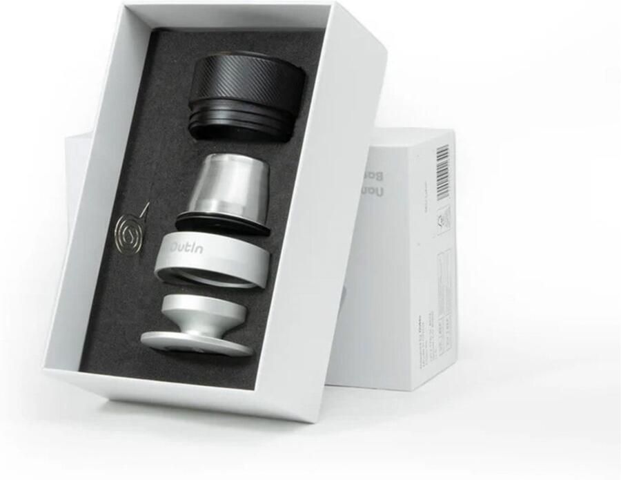 Outin Nano basket plus dubbele espresso met doseerring en tamper voedselveilig RVS stijlvol en solide