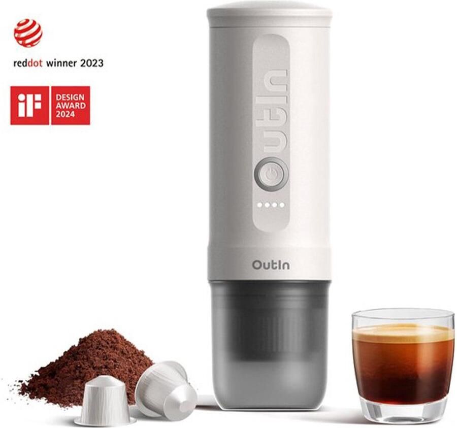 Outin Draagbare Elektrische Espressomachine Koffiezet apparaat voor Onderweg Capsules & Gemalen Koffie Portable Espresso Machine Snelle Waterverwarming 20 bar Draagbare Koffiemachine Reis & Camping Koffiezetapparaat 12 volt