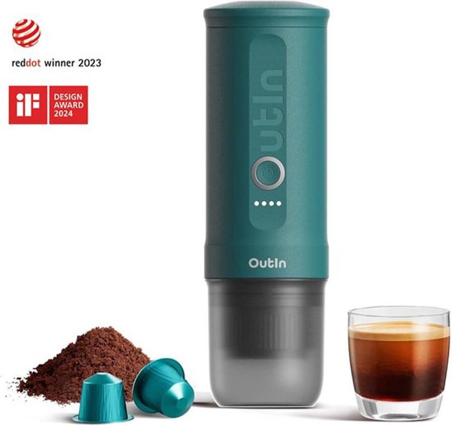 Outin Draagbare Elektrische Espressomachine Koffiezet apparaat voor Onderweg Capsules & Gemalen Koffie Portable Espresso Machine Snelle Waterverwarming 20 bar Draagbare Koffiemachine Reis & Camping Koffiezetapparaat 12 volt