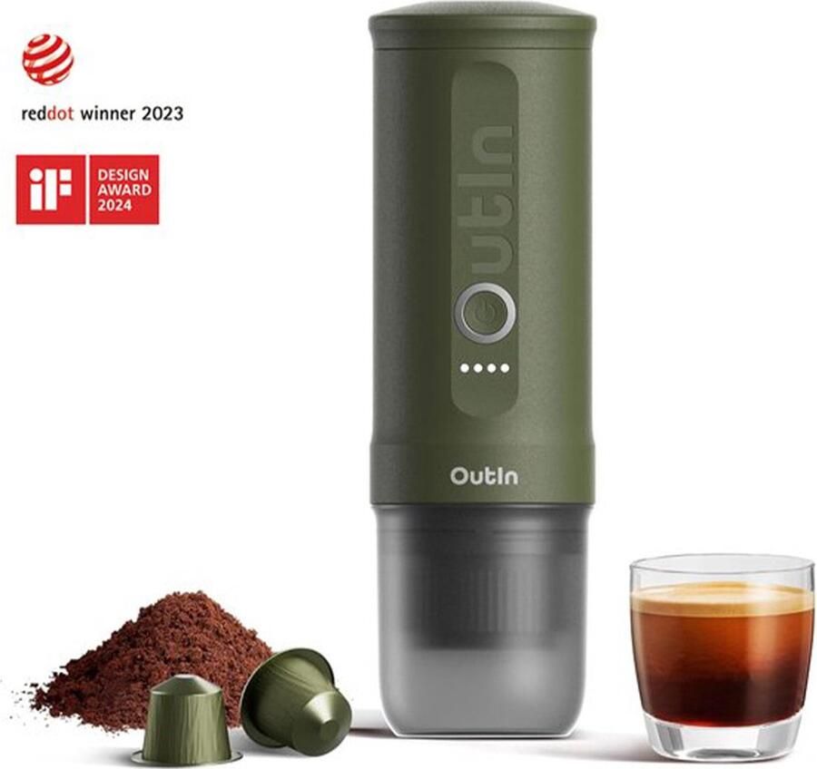 Outin Draagbare Elektrische Espressomachine Koffiezet apparaat voor Onderweg Capsules & Gemalen Koffie Portable Espresso Machine Snelle Waterverwarming 20 bar Draagbare Koffiemachine Reis & Camping Koffiezetapparaat 12 volt