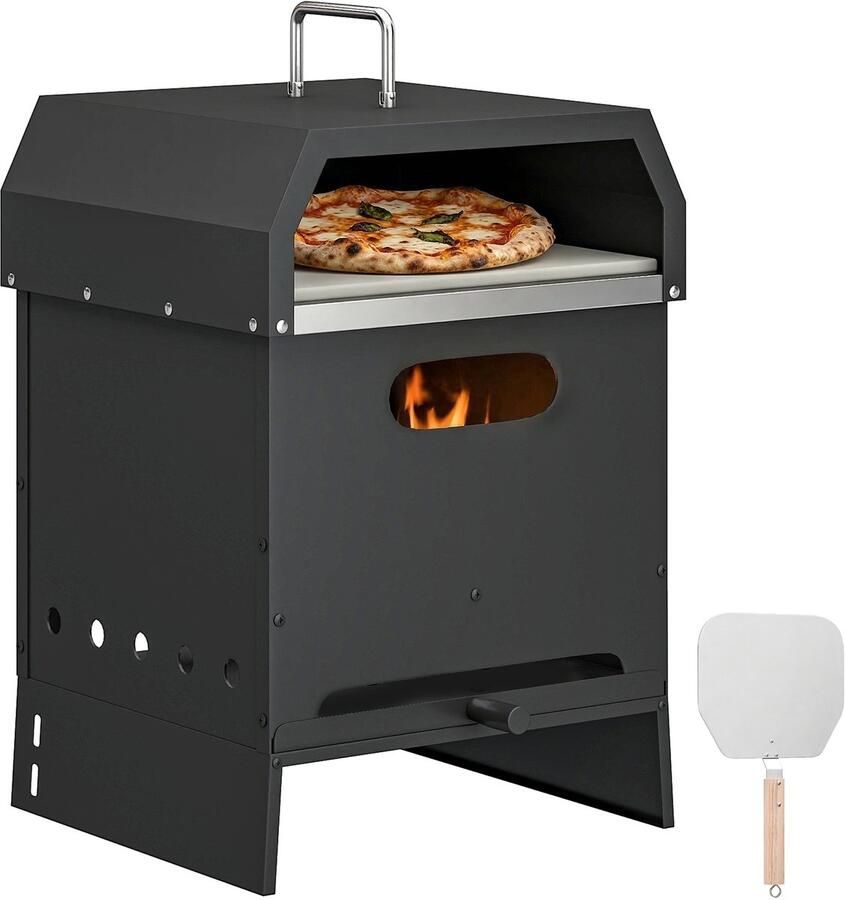 Outsunny pizzaoven metaal roestvrij staal 40x37 5x53 5 cm zwart
