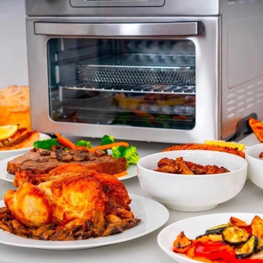 Oven en heteluchtfriteuse 22L voor het koken van grote hoeveelheden levensmiddelen Ideaal voor frituren bakken braden en grillen Timer met automatische uitschakeling 1700 W