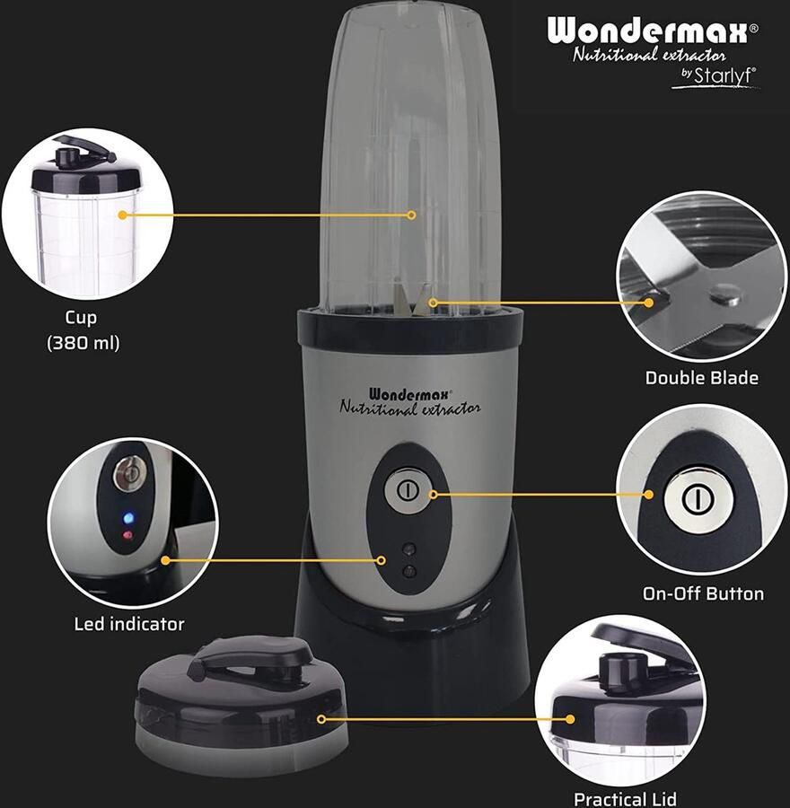 Overig Blender Vruchtenpers Smoothiemaker Mixer Soepmaker Superkrachtige Motor Wondermax Nutritional Extractor Met Receptenboekje