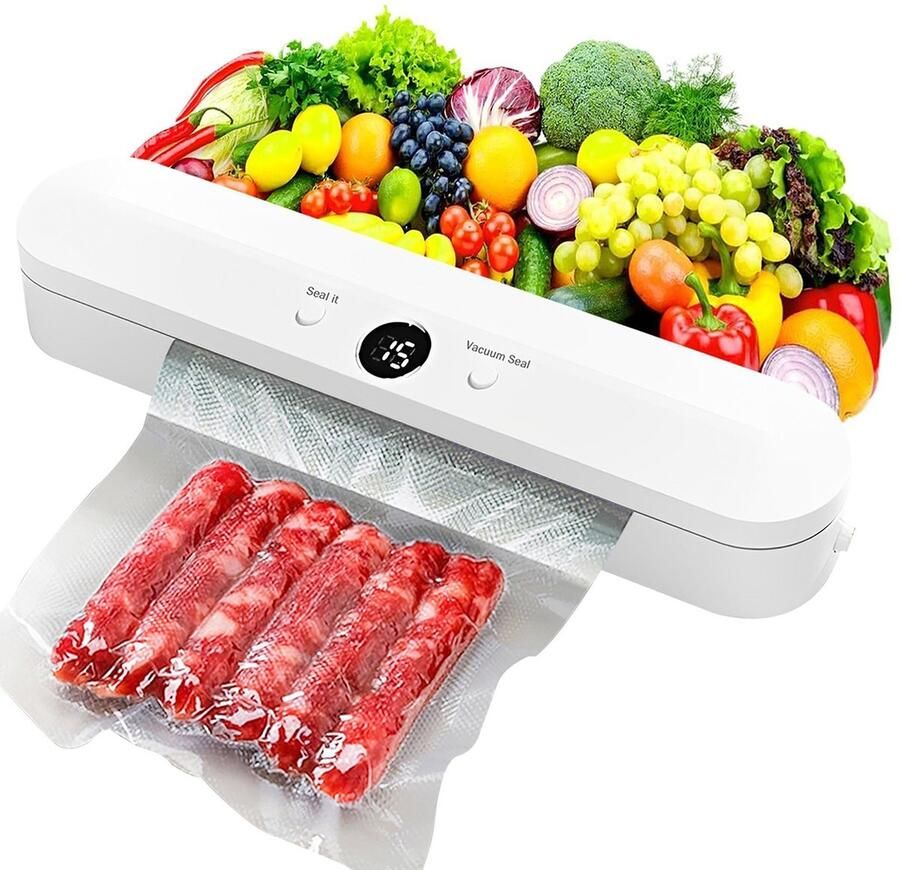 OYLCDI Vacuümmachine 120W – 28 cm Rolbreedte – Nat- & Droogmodus – Houdt voedsel tot 8× langer vers – Inclusief 10 vacuümzakken