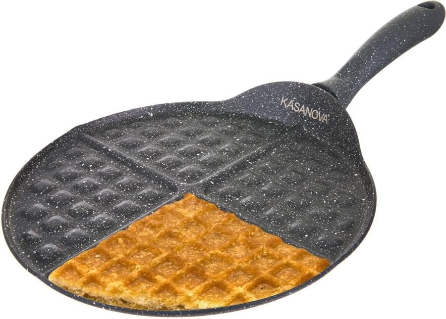 Pannenkoekenmaker 4 wafels Antikleeflaag Grijs