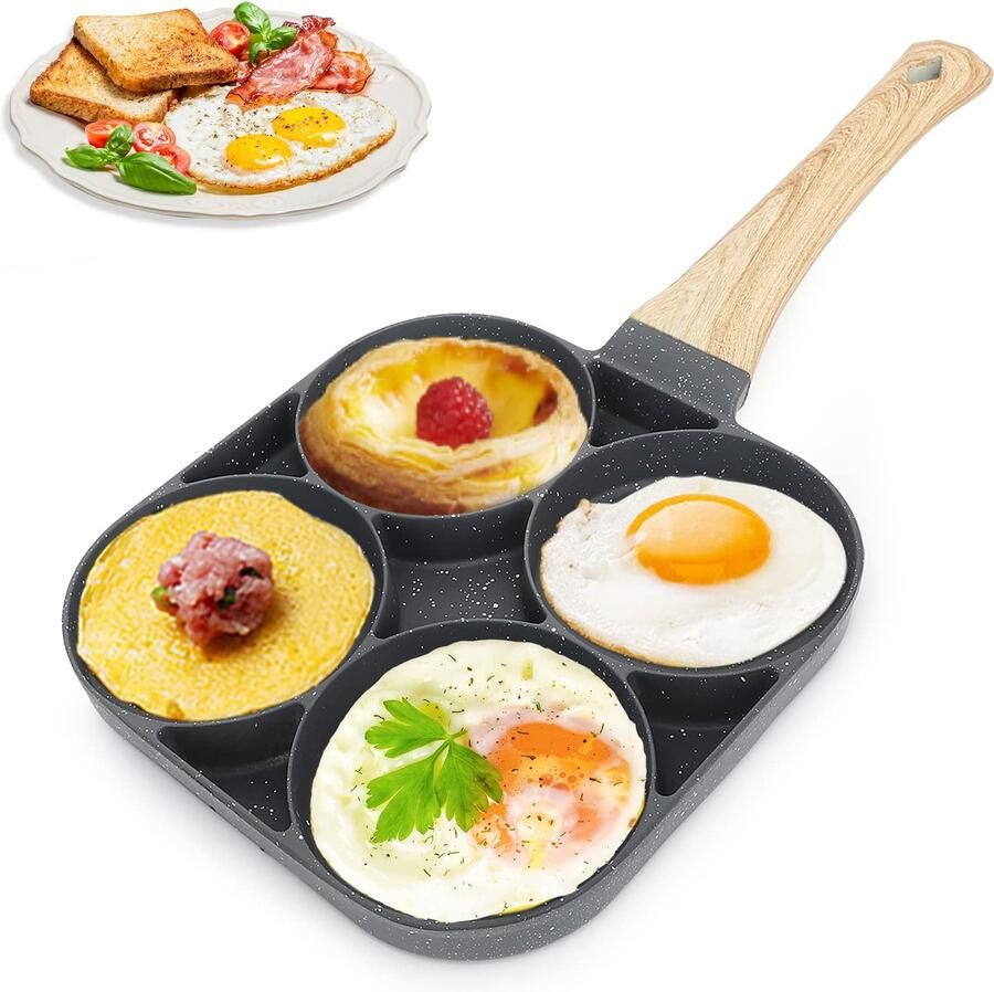 Pannenkoekenpan met 4 gaten Anti-aanbaklaag Aluminium