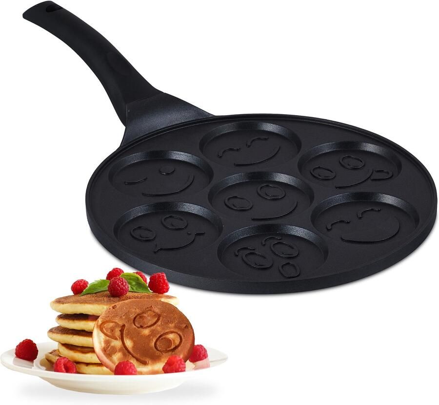 Pannenkoekenpan met 7 gezichtjes Ø 8 cm Geschikt voor inductie
